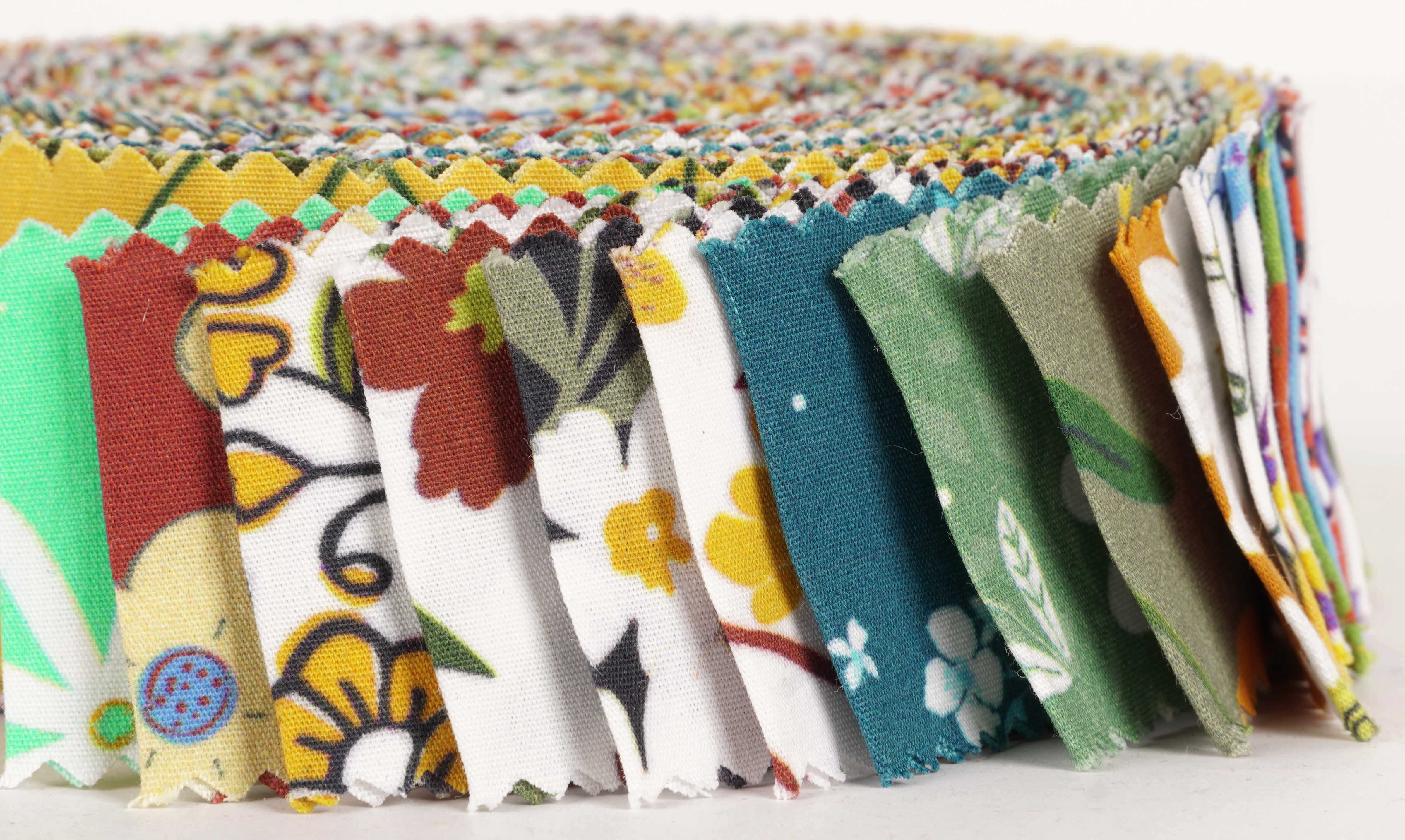 Soimoi 40Pcs Florals Print Precut Fabrics Strips Roll Up 1.5 inches Cotton Jelly Rolls For Quilting - Multicolor