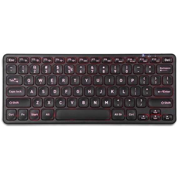 Perixx PERIBOARD-832RGB Wireless RGB Backlit Mini Keyboard - Up to 3 Multi-device Connection - Black - US English