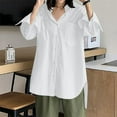 thumbnail image 1 of aidice Hauts Grande Taille pour Femmes Automne Col à Revers Boutonné Manches Longues Ample Décontracté Blouses de Travail Hauts, 1 of 8