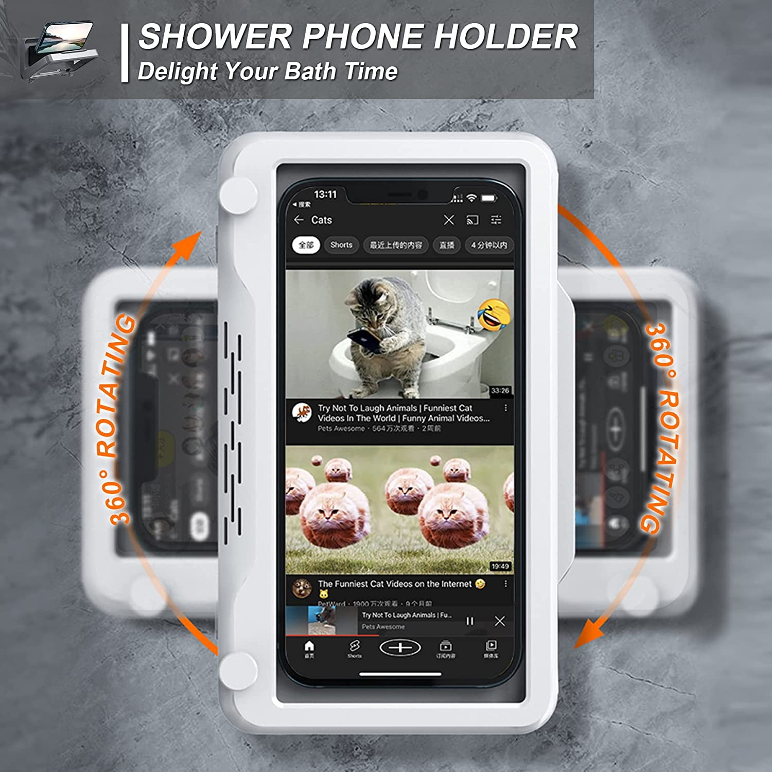 Buy Waterproof Wall Mount Shower Phone Holder Case, Rotatable