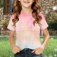 thumbnail image 2 of Zpanxa Girls T Shirts Ombre Print Crew Neck Short Sleeve Summer Casual Tee, 2 of 5