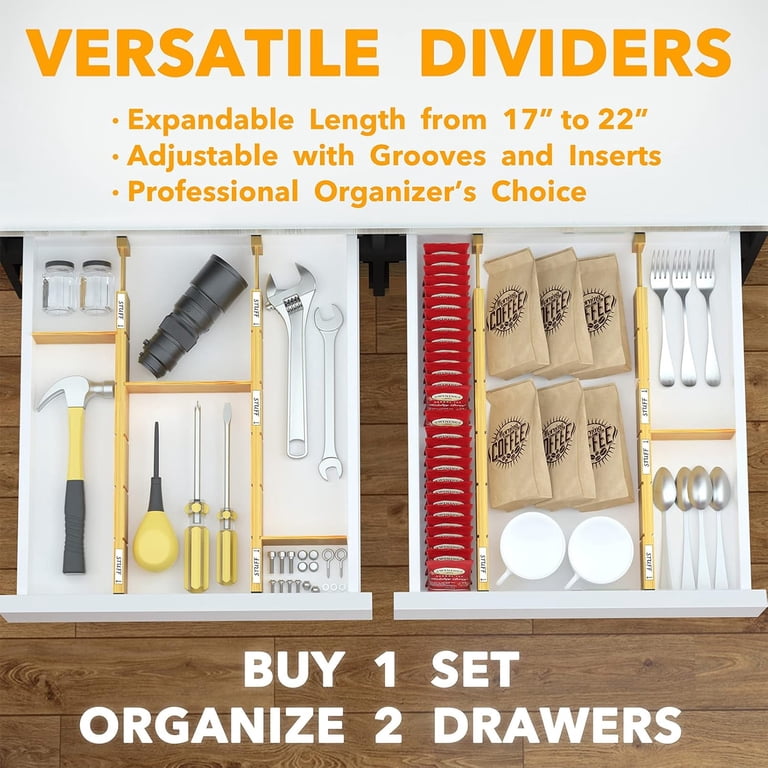SpaceAid Bamboo Expandable Drawer Dividers, Set of 13 photo 6
