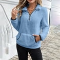 thumbnail image 7 of KICILVS Womens Fleece Half Zip Pullover with Front Kangaroo Pocket Cozy Warm Winter Casual Daily Loungewear Tops, 7 of 7