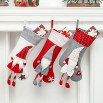 Xuniizn Christmas Stockings Bulk, Assorted Festive Xmas Stockings for Fireplace Mantel Decor, Traditional Holiday Ornaments, Christmas Decorations for Home, Cloth, White
