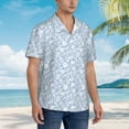thumbnail image 2 of Wukai Gray White Floral Men's Hawaiian Shirt Short Sleeve Casual Button Down Summer Beach Aloha Shirt Tropical Print Holiday Party, 2 of 8