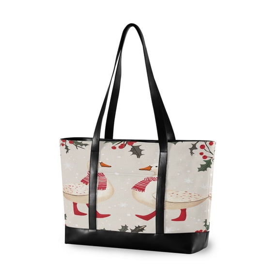 FORMRS Canvas Laptop Tote Bag for Women with 15.6" Computer Compartments Shoulder Handbag, Winter Geese