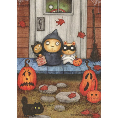 Recycled Paper Greetings Trick Or Treat Porch Mary C Melcher Cute Premium Halloween Card