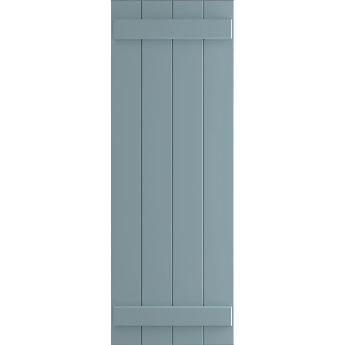 Ekena Millwork 21 1/2"W x 50"H True Fit PVC Four Board Joined Board-n-Batten Shutters, Peaceful Blue (Per Pair - Hardware Not Included)