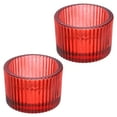 thumbnail image 1 of Uxcell 2 Pcs Soporte de Vela de Té Soportes de Vela de Vidrio para Decoración de Centro de Mesa Rojo, 1 of 6