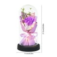 thumbnail image 3 of Gallickan Soap Rose Bouquet, Glass Dome with LED Light Base, Artificial Fragrant Rose Flowers, Long Lasting Valentine's Birthday Gift and Home Table Decor, Purple, 3 of 6