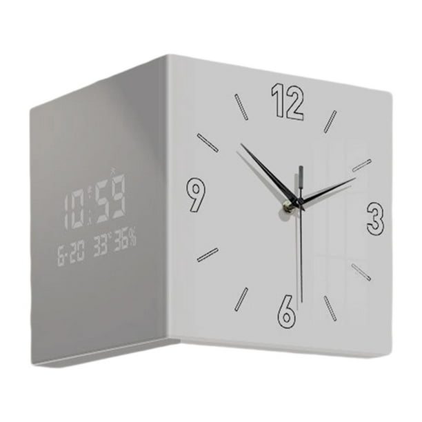 Reloj de pared de doble cara con pantalla digital, silencioso y silencioso. Gris claro