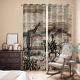 thumbnail image 3 of Kitchen Curtains 84 Inch Length 2 Panels, Brown Western Farmhouse Grommets Window Treatment Curtain, Vintage Cowboys Cactus Thermal Curtains Drapes for Living Room/Bathroom, 3 of 9