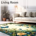 thumbnail image 2 of ODIKA 5'x7' Machine Washable Non-Slip Area Rug, Enchanted Garden Dragonfly Vibrant Nature Inspired High Traffic Rug, Ivory, 96671, 2 of 7