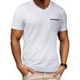 thumbnail image 2 of LTTVQM Men's T-Shirts 2026 Summer Spring V-Neck Short Sleeve Basic Tees Shirts Solid Color Casual Clothes with Pocket White XL, 2 of 5