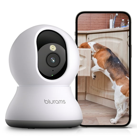 Security Camera 2K, blurams Baby Monitor Dog Camera 360-degree for Home Security w/ Smart Motion Tracking, Phone App, IR Night Vision, Siren, Works with Google Assistant & IFTTT, 2-Way Audio