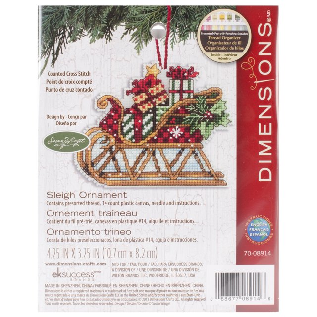 Susan Winget Sleigh Ornament Counted Cross Stitch Kit-4.25"X3.25" 14 Count Plastic Canvas