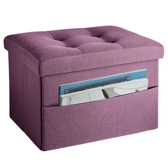 Taburete plegable Storage Ottoman LINMAGCO con bolsillo lateral