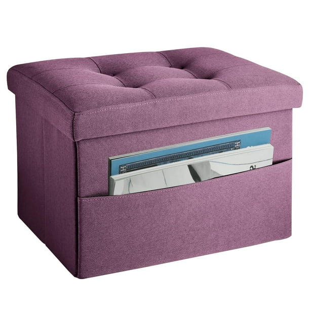 Taburete plegable Storage Ottoman LINMAGCO con bolsillo lateral