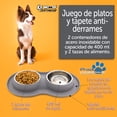 thumbnail image 4 of Plato doble chico KE WOOW Acero inoxidable Tapete de silicon 200ml para perro gato Color gris, 4 of 9