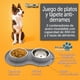 thumbnail image 4 of Plato doble chico KE WOOW Acero inoxidable Tapete de silicon 200ml para perro gato Color gris, 4 of 9