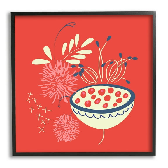 Stupell Industries Red Botanical Seeds Botanical & Floral Painting Black Framed Art Print Wall Art, 12 x 12