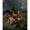 thumbnail image 2 of Eugène Delacroix 15x17 Gold Ornate Wood Frame and Double Matted Museum Art Print Titled - Moroccan Horseman Crossing a Ford (1850), 2 of 4