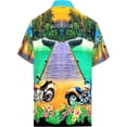 thumbnail image 2 of HAPPY BAY Men's Hawaiian Shirts Short Sleeve Button Down Shirt Men's Summer Shirts Casual Beach Holiday Hawaii Shirts for Men Funny 3XL Bike, Autumn Green, 2 of 5