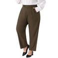 thumbnail image 5 of Agnes Orinda Women's Plus Size Pleated Work Office Outfits High Waisted Straight Business Casual Pants with Pocket 2X Coffee, 5 of 7
