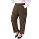 thumbnail image 4 of Pantalones de trabajo de oficina de talla grande plisados Agnes Orinda para mujeres, de cintura alta, rectos, casuales de negocios con bolsillo 3X Café, 4 of 6