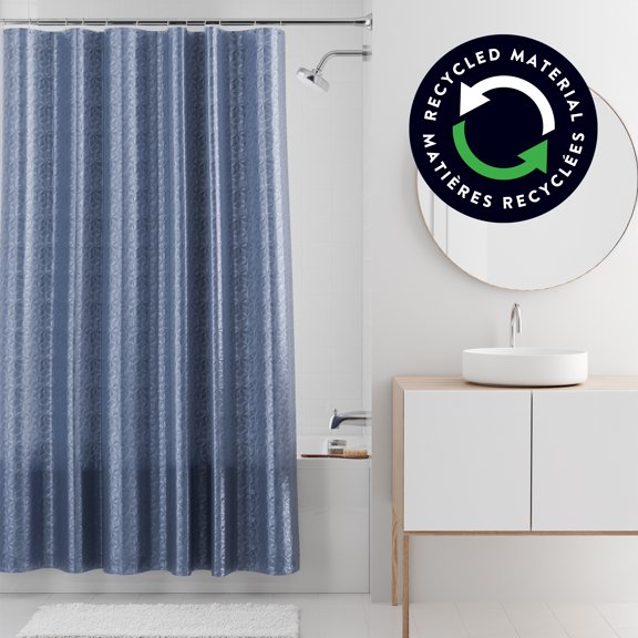Mainstays Mystic Blue Waterproof PEVA Shower Curtain, Made with Recycled PEVA