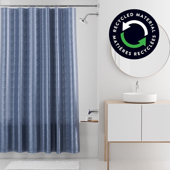 Mainstays Mystic Blue Waterproof PEVA Shower Curtain, Made with Recycled PEVA
