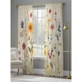 thumbnail image 4 of Botanical Floral Sheer Curtains for Living Room Bedroom Retro Purple Pink Yellow Wildflowers Sheer Curtains 108 Inch Long 2 Panels Set Light Filtering Curtain Window Treatments Drapes for Dining Room, 4 of 6
