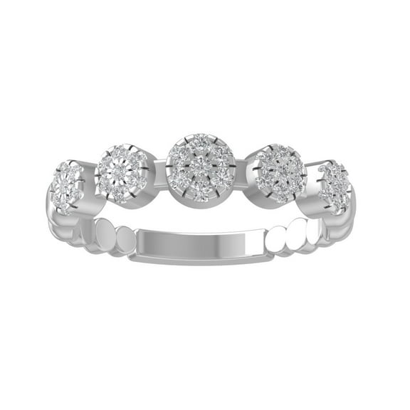 ARAIYA FINE JEWELRY 10K White Gold Round Lab Grown Diamond Halo Cluster Ring (1/2 cttw, VS Clarity, D-E Color) Size 9.5