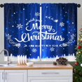 thumbnail image 2 of Christmas Kitchen Curtains Blue Window Curtains Over Sink Set of 2, Merry Xmas Short Tier Curtain for Kitchen, Winter Kitchen Decor 27.5" x 36", 2 of 6