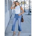 thumbnail image 3 of Women's Wide Leg Jeans Denim Pants Crop Flare Leg Jeans High Waisted Stretchy Straight Leg with Buttoned AnklesTrendy Casual with Pocket, 3 of 6