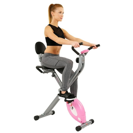 Sunny Health & Fitness Magnetic Folding Recumbent Bike Exercise Bike, 220lb Capacity -