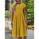 thumbnail image 2 of Fashion Women Dress 2023 Summer Celmia Casual Loose Cotton Linen Pleated Party Vestido Short Sleeve Round Neck A Line Short RobeS Gao Jinjia LED, 2 of 2