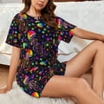 thumbnail image 4 of Fotbe Rainbow Jellyfishes Conjunto de Pijama Estampado para Mujer, 2 Piezas, Ropa de Dormir con Camiseta de Manga Corta y Shorts Suaves-Medium, 4 of 6