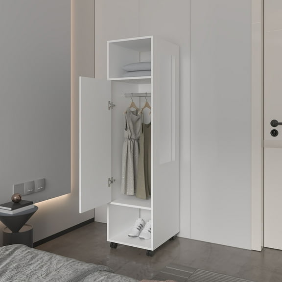 Newboti Furniture Summit Wardrobe in melamine with mirror,door and open storage 31301
