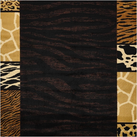 JERFIT 5x7 Area Rugs for Living Room Black Animal Print Rug Non-Shedding Stain Resistant Indoor Floor Carpet for High Traffic Areas