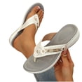 thumbnail image 6 of CQONEPT Women Orthopedic Flip Flop Sandals Summer Wide Width Slip on Slides Low Wedges Heel Thong Sandals with Arch Support Casual Slippers White 40, 6 of 6