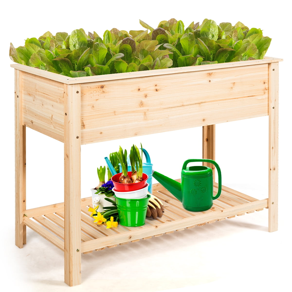 COSTWAY Raised Garden Planter Bed Box Stand Wood Elevated Planter w