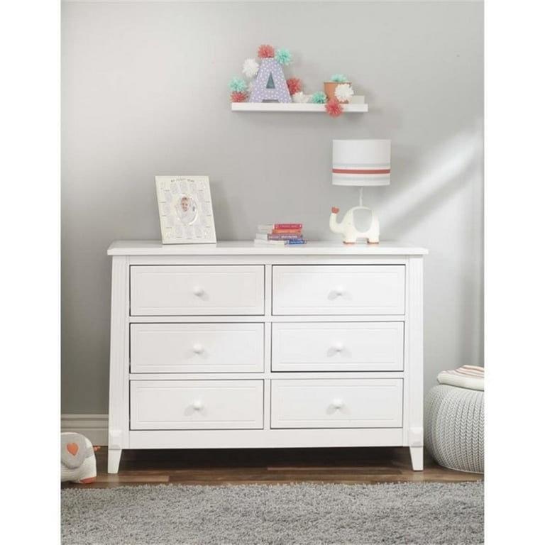 Wooden Baby Crib and Nursery 6-Drawer Dresser Set in White