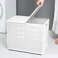 thumbnail image 1 of YIMWNYI Foldable Dirty Clothes Basket, Plastic Laundry Basket, Durable Storage with Divider, Space-Saving Design, Odor-Proof Wicker Style, Home Organization Solution, 1 of 6