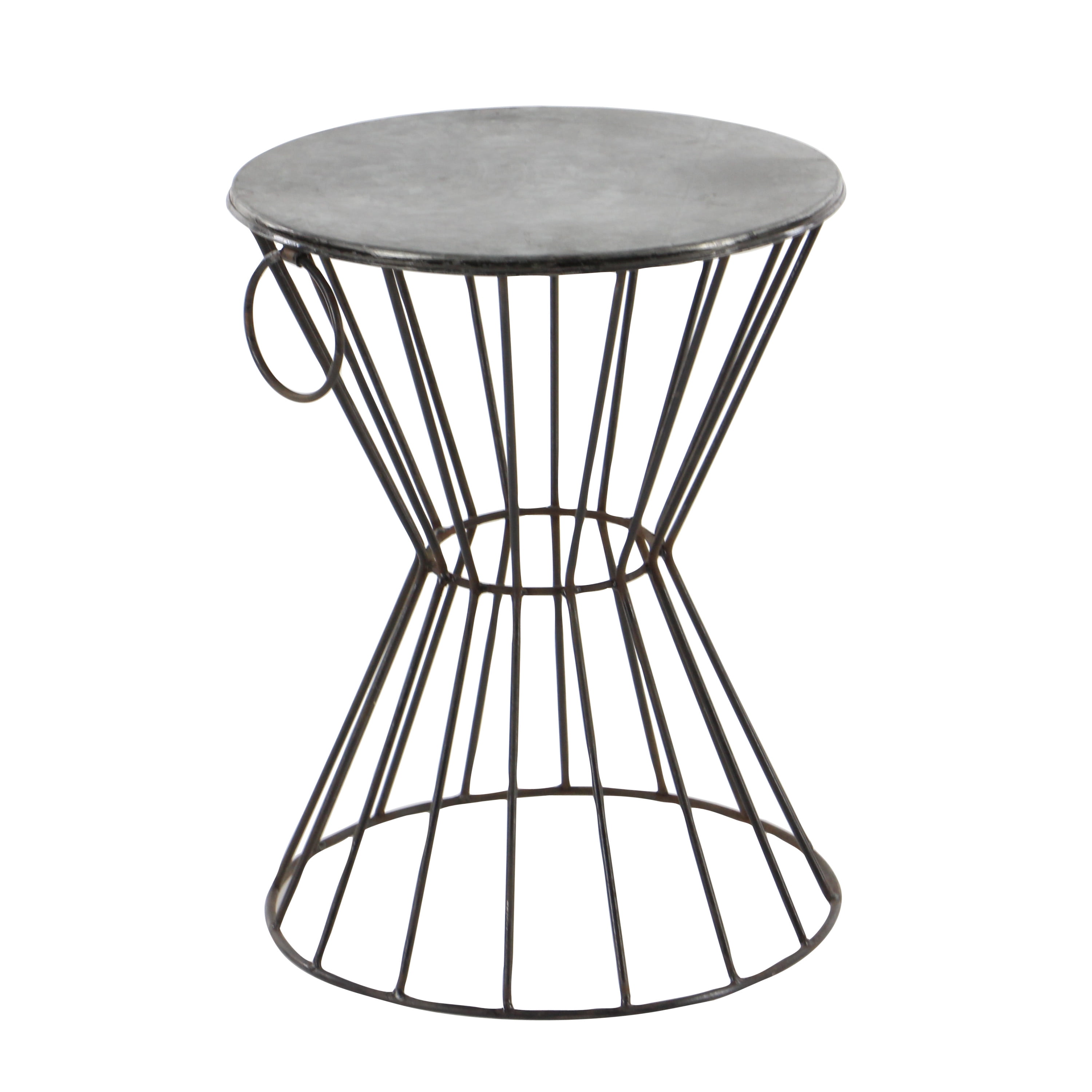 DecMode 18" x 15" Gray Metal Farmhouse Accent Table