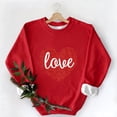 thumbnail image 2 of Hxshgdsn Womens Valentines Sweatshirt Cute Heart Graghic Crew Neck T Shirt Fleece Warm Tops Red 4 S, 2 of 5