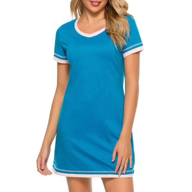 Vestido de tumbona para mujer, camisones sueltos de manga corta, pijamas para descansar Irfora Vestido