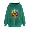 thumbnail image 3 of VBTAPA 2025 Mardi Gras Hoodies for Women Carnival Mask Graphic Hooded Sweatshirt Glitter Holiday Party Hoodie Parade Celebration Sweatshirts Army Green L, 3 of 6