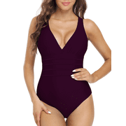 Hilor Women One Piece Swimsuit Sexy Criss Cross Back Monokinis Bathing Suit