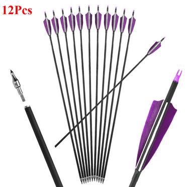 EROCK 12Pcs 30" Hunting Turkey Feather Carbon Arrows Archery For Compound/Recurve Bow